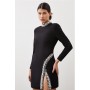 Petite Crystal Embellished Woven Long Sleeve Mini Dress