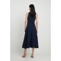 Petite Tailored Linen Halterneck Full Skirted Midi Dress