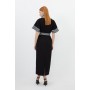 Contrast Twill Woven Belted Midaxi Dress