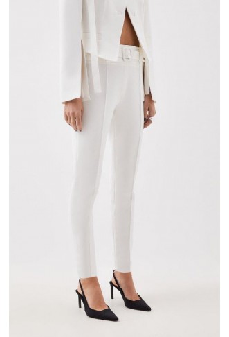 The Founder Tailored Compact Stretch High Waist Slim Leg Trousers