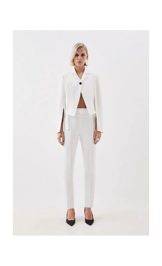 The Founder Tailored Compact Stretch High Waist Slim Leg Trousers