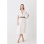 Soft Tailored Belted Midi Dress