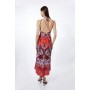 Petite Mirrored Print Satin Crepe Woven Maxi Dress