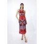 Petite Mirrored Print Satin Crepe Woven Maxi Dress