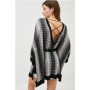 Slinky Knit Striped Strap Detail Kaftan Mini