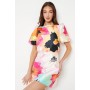 Puff Sleeve Printed Mini Dress