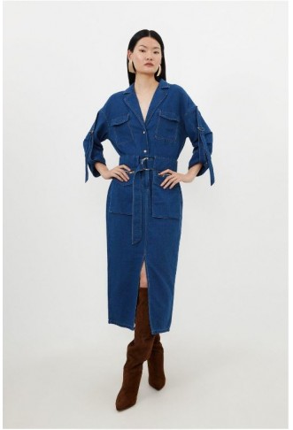 Denim Woven Maxi Shirt Dress