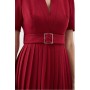 Tailored Structured Crepe Forever Pleat Belted Midi Dress