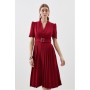 Tailored Structured Crepe Forever Pleat Belted Midi Dress