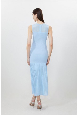 Petite Figure Form Woven Bandage Mix Dress