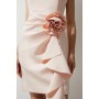 Scuba Crepe Dramatic Rosette Woven Backless Mini Dress