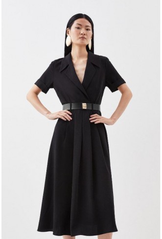 Soft Tailored Belted Midi...