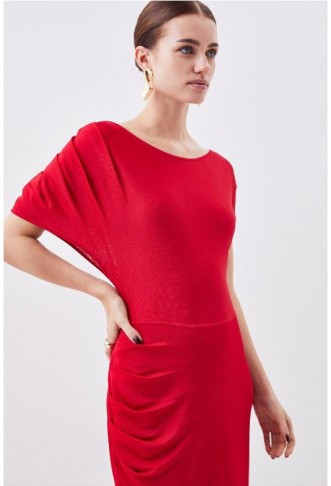 Petite Slinky Viscose Drop Shoulder Knit Midaxi Dress