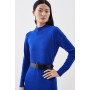 Cashmere Blend Funnel Neck Belted Knit Midi Dress