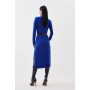 Cashmere Blend Funnel Neck Belted Knit Midi Dress