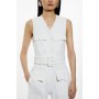 Compact Stretch Tailored Safari Belted Jumpsuit