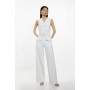 Compact Stretch Tailored Safari Belted Jumpsuit