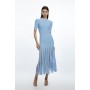 Viscose Blend Filament Full Skirt Knit Midi Dress