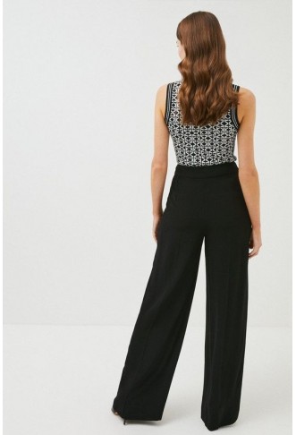 Petite Tailored Viscose Satin Back Crepe Wide Leg Trouser