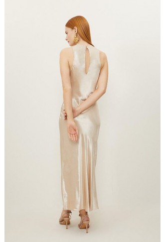 Satin Woven Column Maxi Dress