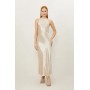 Satin Woven Column Maxi Dress