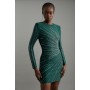 Figure Form Bandage Knit All Over Embellished Mini Dress