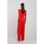 Compact Stretch Viscose Drape Waist Wide Leg Jumpsuit