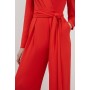 Compact Stretch Viscose Drape Waist Wide Leg Jumpsuit