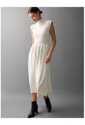 Knitted High Neck Midi Dress