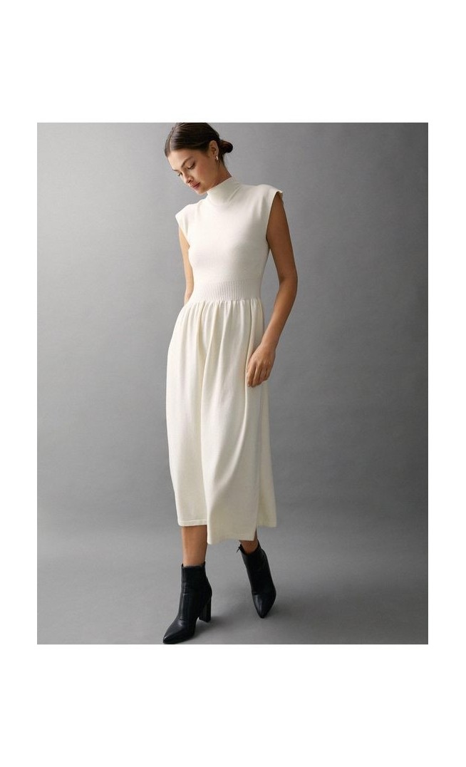 Knitted High Neck Midi Dress