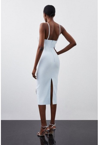 Figure Form Bandage Embellished Bandeau Knit Midi Dress