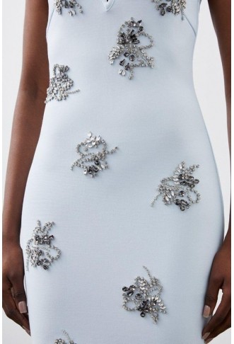 Figure Form Bandage Embellished Bandeau Knit Midi Dress