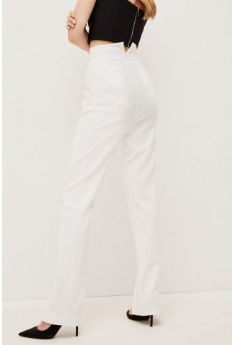 Compact Stretch Split Hem Straight Trouser