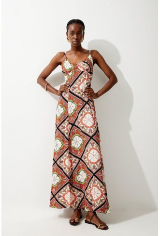 Tile Print Strappy Woven...