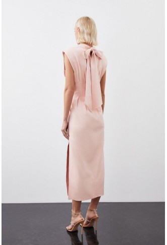 Satin Back Crepe Woven Midaxi Dress