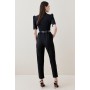 Petite Structured Crepe Forever Belted Jumpsuit