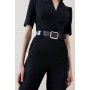 Petite Structured Crepe Forever Belted Jumpsuit