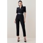 Petite Structured Crepe Forever Belted Jumpsuit