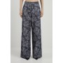 Tailored Floral Denim Pleated Wide Leg Trousers