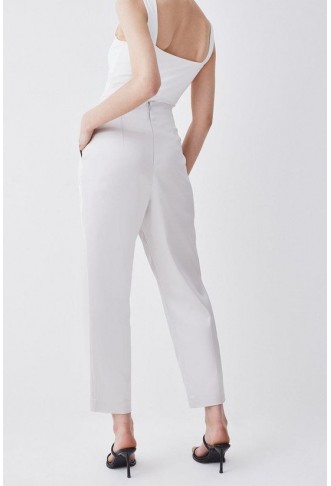 Italian Structured Satin Tailored High Waisted Trouser