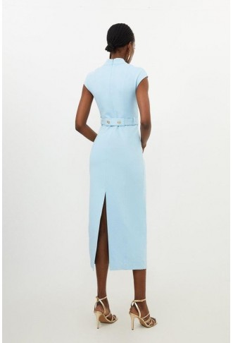 Ponte Belted Jersey Midi Dress