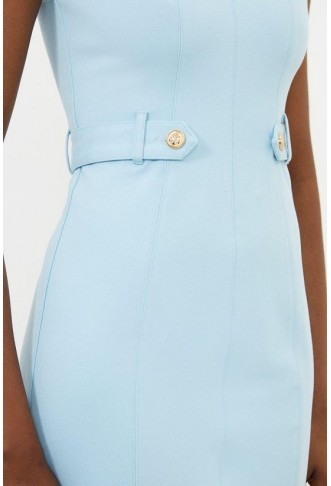 Ponte Belted Jersey Midi Dress