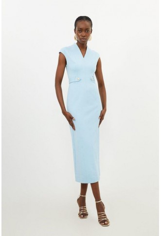 Ponte Belted Jersey Midi Dress