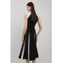 Clean Tailored Colour Block Full Skirted Midi Dress