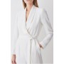 Petite Tailored Tuxedo Wrap Jumpsuit