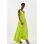 Soft Tailored Pleated Full Skirted Midaxi Dress