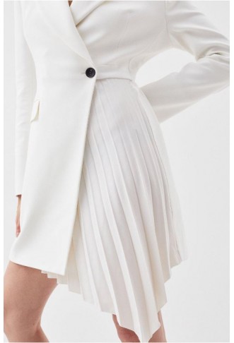 Compact Stretch Soft Tailored Panel Blazer Mini Dress