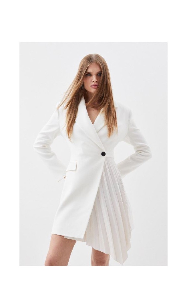 Compact Stretch Soft Tailored Panel Blazer Mini Dress