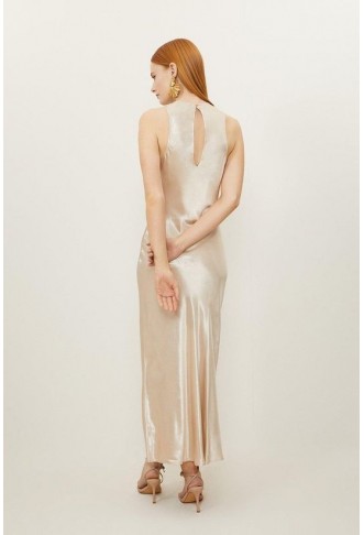 Satin Woven Column Maxi Dress