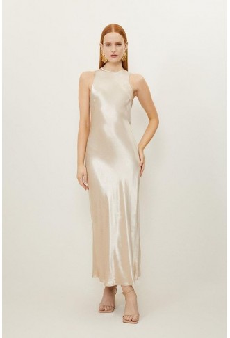 Satin Woven Column Maxi Dress